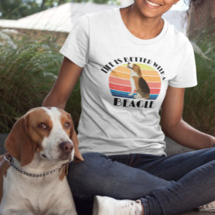Leven is beter met een Beagle Retro Sunset Hond T-shirt