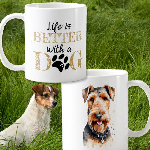 Leven is beter met een hond Airedale terrier cadea Koffiemok