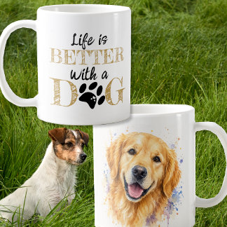 Leven is beter met een hond Golden Retriever cadea Koffiemok