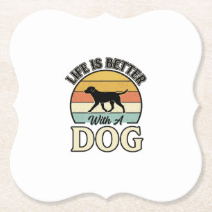 Leven is beter met een hond vintage shirt ontwerp_ kartonnen onderzetters