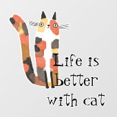 Leven is beter met een kat raamsticker (Vel)