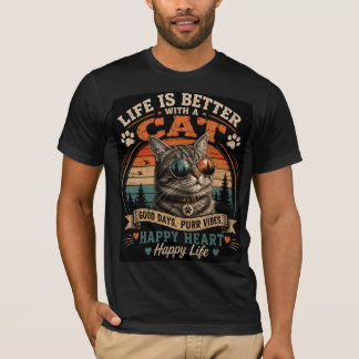 Leven Is Beter Met Een Kat Vintage Retro T-Shirt