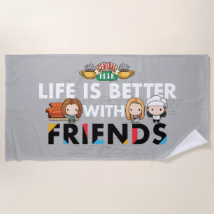 Leven is beter met FRIENDS™ Chibi-kunst Strandlaken