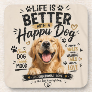 Leven is beter met gelukkige honden ontwerp bier onderzetter