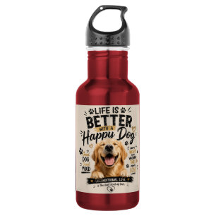Leven is beter met gelukkige honden ontwerp waterfles