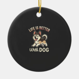 Leven Is Beter Met Hond Cartoon Keramisch Ornament