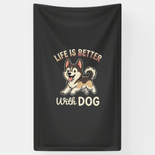 Leven Is Beter Met Hond Cartoon Spandoek