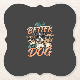 Leven Is Beter Met Hond Vector Kartonnen Onderzetters