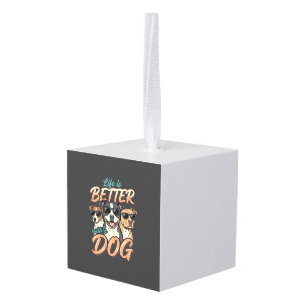 Leven Is Beter Met Hond Vector Kubus Ornament