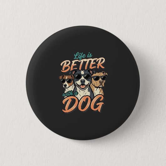 Leven Is Beter Met Hond Vector Ronde Button 5,7 Cm (Voorkant)