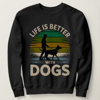 Leven is beter met honden Dames Retro Zonsondergan Trui