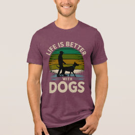 Leven is beter met honden Retro Sunset T-Shirt 