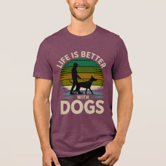 Leven is beter met honden Retro Sunset T-Shirt