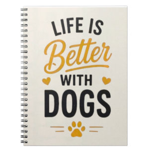 Leven is beter met honden typografie voor hondenli notitieboek