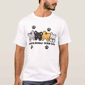 Leven is beter met katten Cute kat sticker T-shirt