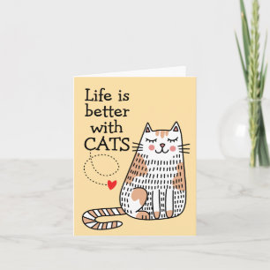 Leven Is Beter Met Katten Doodle Notitiekaartje