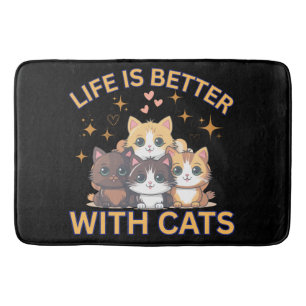 Leven is beter met katten Knuffelkatten badmat