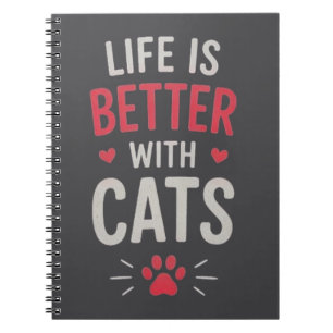 Leven is beter met katten typografie kattenliefheb notitieboek