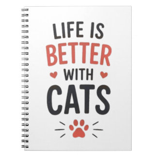 Leven is beter met katten typografie kattenliefheb notitieboek