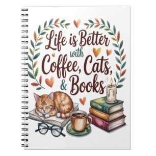 Leven is beter met koffie katten boeken notitieboek