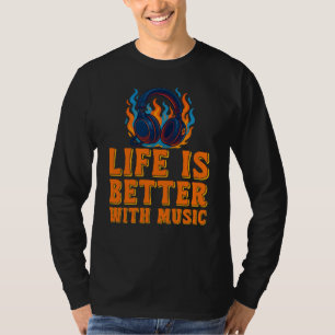 Leven is beter met muziek, koptelefoon grafisch t-shirt