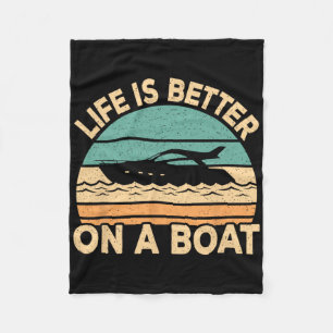 Leven Is Beter Op Een Boot Grappige Retro Bootkapi Fleece Deken