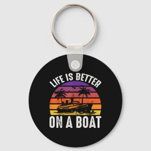 Leven Is Beter Op Een Boot Kapitein Boater Varend Sleutelhanger