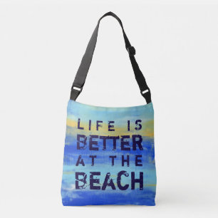 Leven is beter op het strand - Blauw Abstracte Kun Crossbody Tas