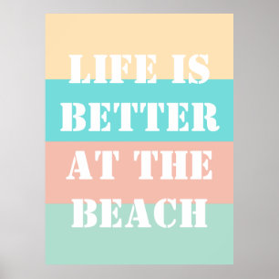 Leven is beter op het strand retro poster