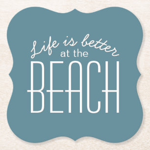 Leven is beter op het strand typografie citaat kartonnen onderzetters