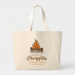 Leven is beter rond het kampvuur boodschappentas grote tote bag