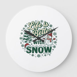 Leven Is Beter Sneeuw Kerst Sneeuwman Bomen Sneeuw Grote Klok