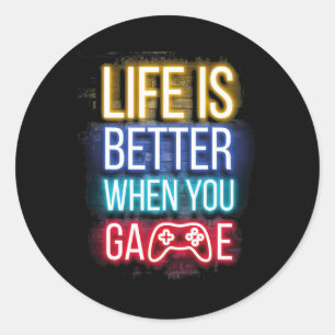 Leven is beter wanneer je gamecontroller videogame ronde sticker