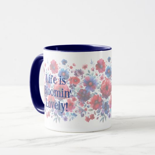 Leven is Bloomin Lovely Voeg Je Eigen Citaat Toe Mok (Voorkant links)