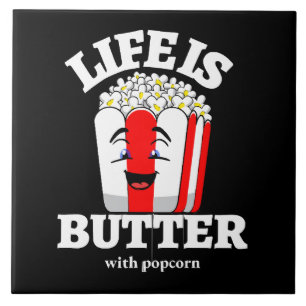 Leven is boter met popcorn tegeltje