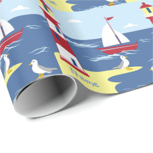 Leven is een avontuur Nautische JONGEN Peetzoon Ca Cadeaupapier