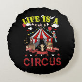 Leven Is Een Circus Kermistent Grappig Feest Rond Kussen (Voorkant)