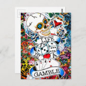 LEVEN IS EEN GAMBLE TATTOO BRIEFKAART (Voorkant / Achterkant)