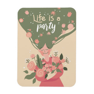LEVEN IS EEN PARTIJSPRING FLORAL WENSKAART MAGNEET
