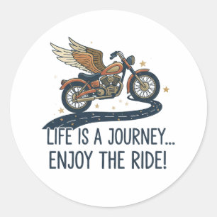 Leven is een Reis Geniet van de Rit Motorfiets Cit Ronde Sticker