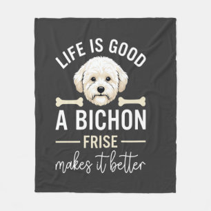 Leven Is Goed Bichon Frise Hond Botten Witte Vacht Fleece Deken