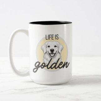 Leven is goud | Schattige Gouden Retriever | Honde Tweekleurige Koffiemok