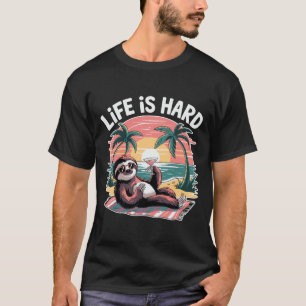 Leven is Hard Luiaard Grappig Tropisch Strand Vaka T-shirt