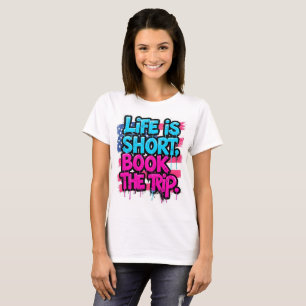 Leven is Kort Boek de Reis Motivatie Spreuk T-shirt