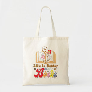 "Leven is leuker met boeken" Retro Kleurrijk Lezen Tote Bag