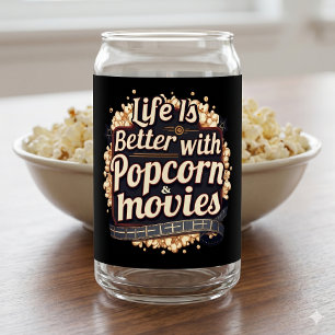 Leven is leuker met popcorn en films Retro design Blikvorm Glas
