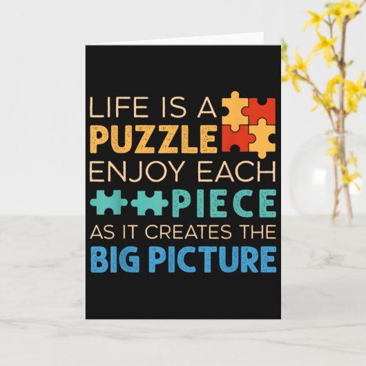 Leven Is Puzzel Geniet Van Elke Ece _ Jigsaw Puzze Kaart (Gele Bloem)