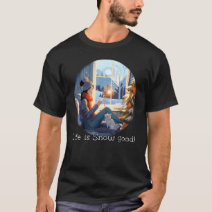 Leven is sneeuw goed! grappig gezellig Meisje met T-shirt