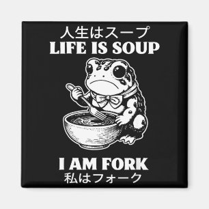 Leven is soep ik ben vork kikker japanse meme humo magneet