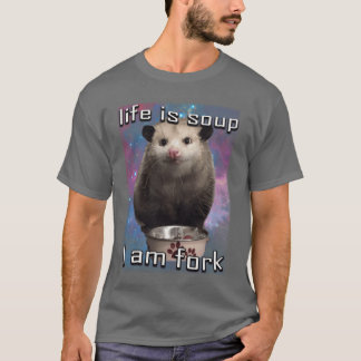 Leven is soep ik ben vork opossum t-shirt